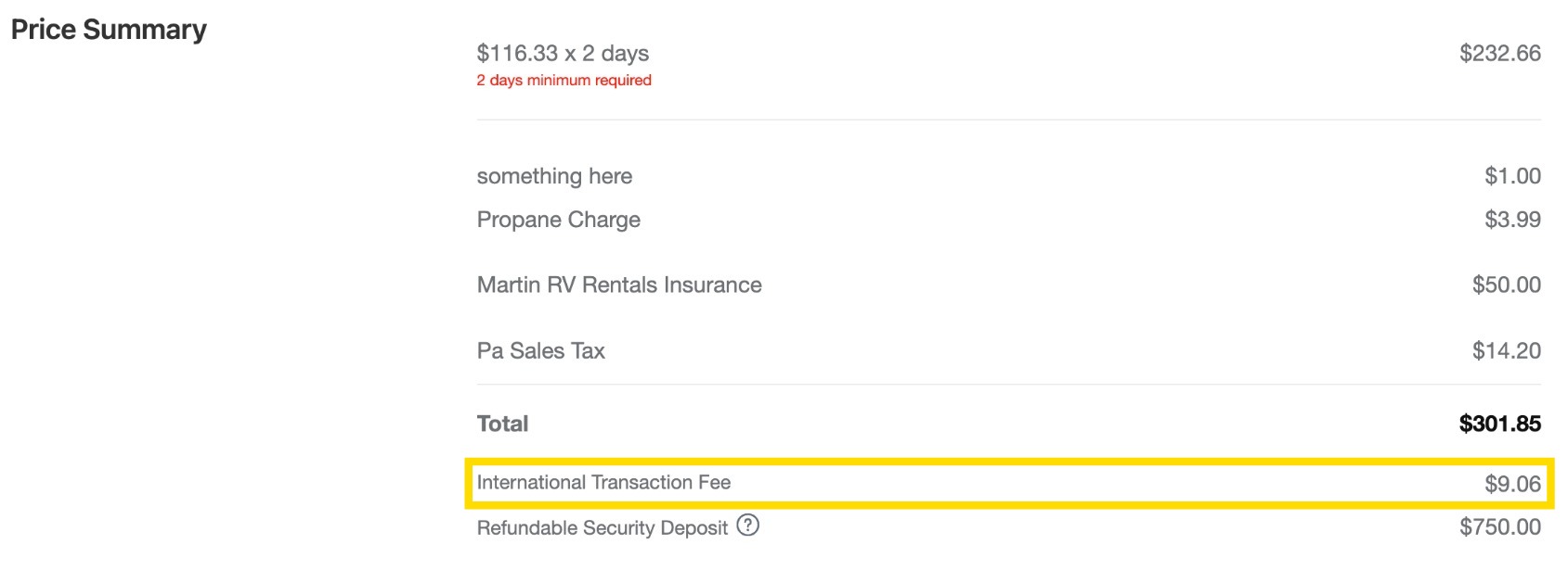 [ROCKET-1865] [FE] Internaional Transaction Fee not displaying for WB renters - Jira 2023-08-22 at 9.34.10 AM